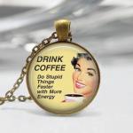 1 Inch Round Pendant Tray - Drink Coffee