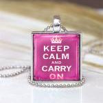 Vintage Keep Calm And Carry On Pendant Pink