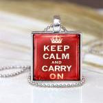 Vintage Keep Calm And Carry On Pendant Red