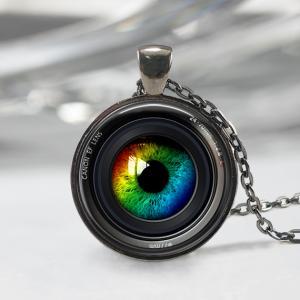Eye In A Camera Lens Necklace Photographer Jewelry..