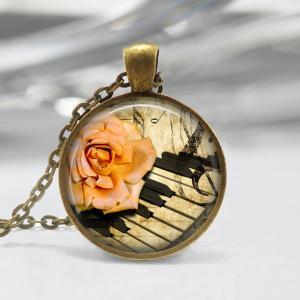 Piano Glass Pendant,instrument Jewelry,piano..