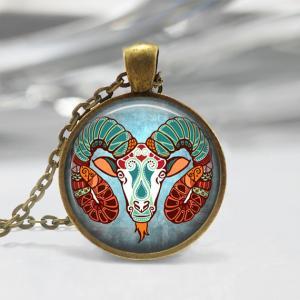 Aries Zodiac Glass Pendant - Aries Zodiac Jewelry..