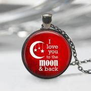  I Love You To The Moon And Back Glass Pendant, Quotation Pendant,Charm Pendant