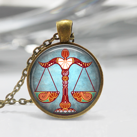 Libra Zodiac Glass Pendant - Libra Zodiac Jewelry - Zodiac Necklace - Art Pendant - Zodiac Necklace -zodiac Charm,astrology Pendant