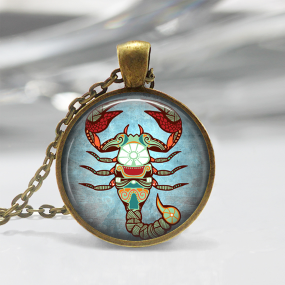 Scorpio Zodiac Glass Pendant - Scorpio Zodiac Jewelry - Zodiac Necklace - Art Pendant - Zodiac Necklace -zodiac Charm,astrology Pendant